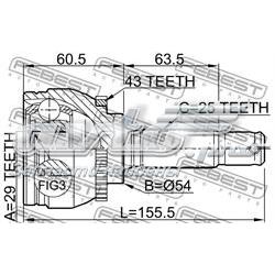 0410DA2A43 Febest junta homocinética externa dianteira