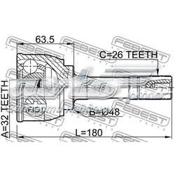 0710-XL7 Febest junta homocinética externa dianteira