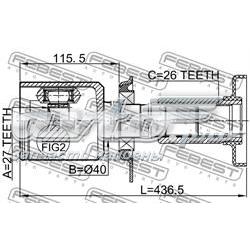 ШРУС внутренний передний правый Febest 2311T5ATRH