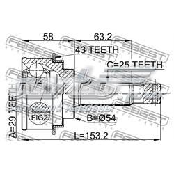 0410H76A43 Febest junta homocinética externa traseira
