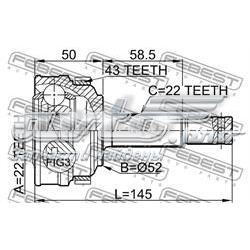 1810014A43 Febest junta homocinética externa dianteira