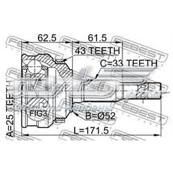 1810-015A43 Febest junta homocinética externa dianteira