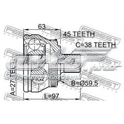 1710A4B6A45 Febest junta homocinética externa dianteira