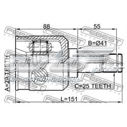 Junta homocinética interna dianteira 0411CY2AT Febest
