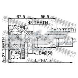 0110013A48 Febest junta homocinética externa dianteira