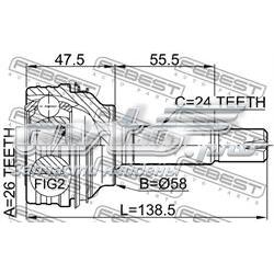 0110040 Febest junta homocinética externa dianteira