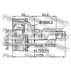 0510MPVLW3A44 Febest junta homocinética externa dianteira