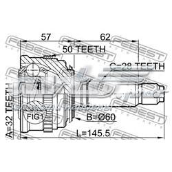0310022A50 Febest junta homocinética externa dianteira