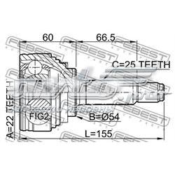 0410-012 Febest junta homocinética externa dianteira