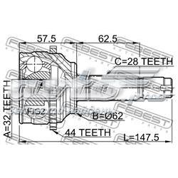 0510044A44 Febest junta homocinética externa dianteira