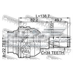 1111T200 Febest junta homocinética interna dianteira