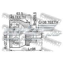 1710-011A45 Febest junta homocinética externa dianteira