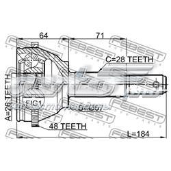 2110FYA48 Febest junta homocinética externa dianteira