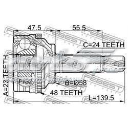 Junta homocinética externa dianteira 0110035A48 Febest