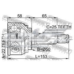 0410-001 Febest junta homocinética externa dianteira