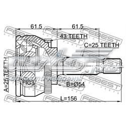 2710V40A43 Febest junta homocinética externa dianteira