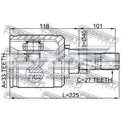 Junta homocinética interna dianteira esquerda 0211J1020GLH Febest