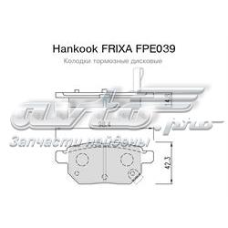 FPE039 Hankook Frixa sapatas do freio traseiras de disco