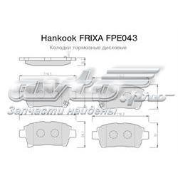 Передние тормозные колодки FPE043 Hankook Frixa