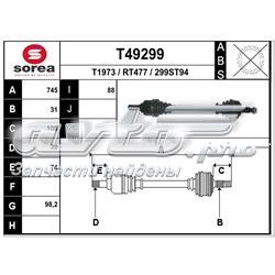 Полуось (привод) передняя левая T49299 EAI