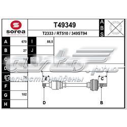 Полуось (привод) передняя левая T49349 EAI