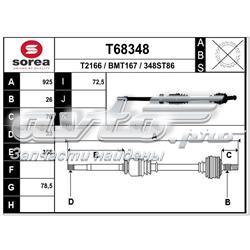 Полуось (привод) передняя правая T68348 EAI