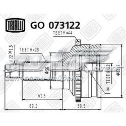 ШРУС наружный передний GO073122 Trialli