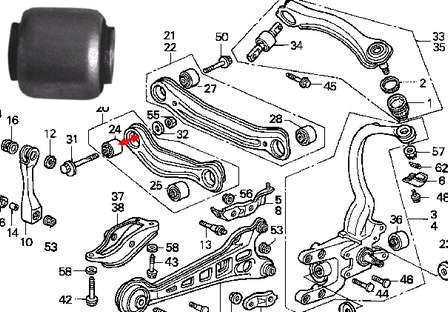 Bloco silencioso do braço oscilante inferior traseiro para Honda Accord (CB3, CB7)