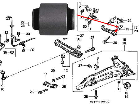 Bloco silencioso do braço oscilante superior traseiro para Honda Civic (EC, ED, EE)