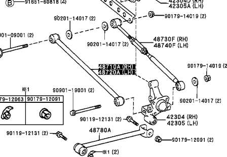 4871033051 Toyota braço oscilante inferior esquerdo de suspensão traseira/direita