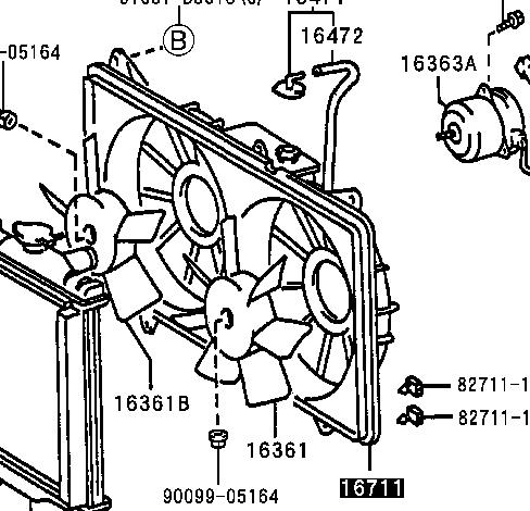 Difusor do radiador de esfriamento 1671146260 Toyota