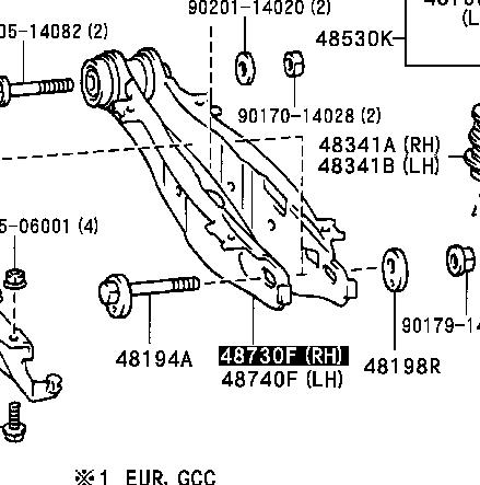 Braço oscilante inferior direito de suspensão traseira para Lexus GS (JZS160)