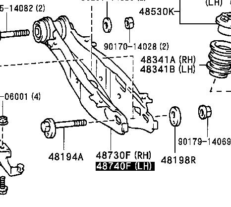 Braço oscilante inferior esquerdo de suspensão traseira para Lexus GS (JZS160)