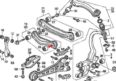 Bloco silencioso externo traseiro de braço oscilante transversal para Honda Accord (CB3, CB7)