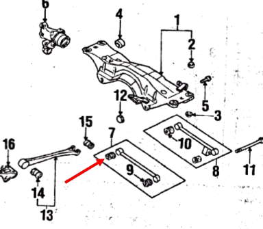 Bloco silencioso interno traseiro de braço oscilante transversal para Subaru Legacy (BD, BG)