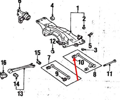 Bloco silencioso interno traseiro de braço oscilante transversal para Subaru Forester (S10, SF)