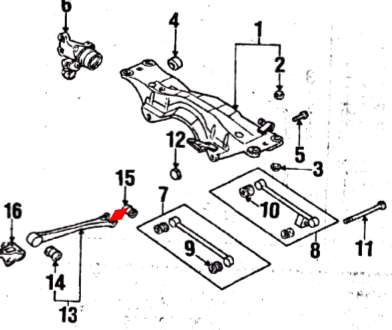 Bloco silencioso traseiro de braço oscilante traseiro longitudinal para Subaru Forester 