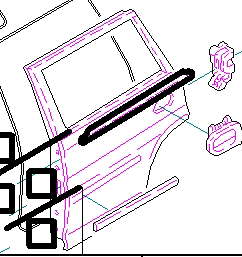 Moldura de vidro deslizante da porta traseira direita para Mazda Demio (DW)