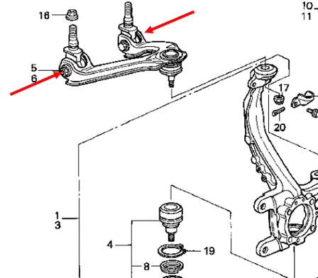 Сайлентблок переднего верхнего рычага 51460SM4023B Honda