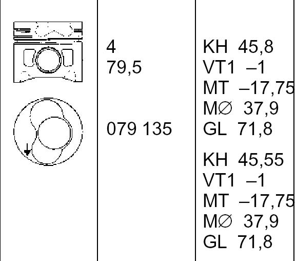 87-114907-60 Goetze поршень в комплекте на 1 цилиндр, 2-й ремонт (+0,50)