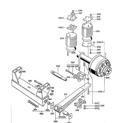 Coxim pneumático (suspensão de lâminas pneumática) do eixo 1036004 Diesel Technic