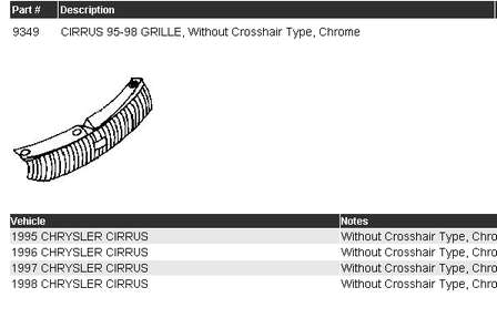 Решетка радиатора на Chrysler Cirrus LX (Крайслер Цирус)