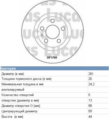 Disco do freio dianteiro 60816897 Fiat/Alfa/Lancia