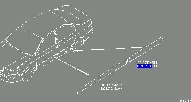 828712F000 Nissan moldura da porta traseira esquerda