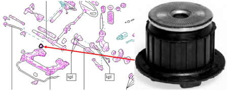 443399419 VAG bloco silencioso (coxim de viga dianteira (de plataforma veicular))