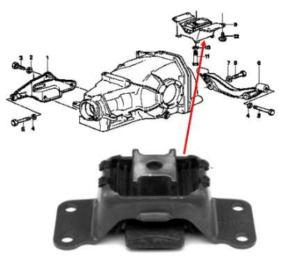 Bloco silencioso (coxim) traseiro de redutor do eixo traseiro para BMW 5 (E34)