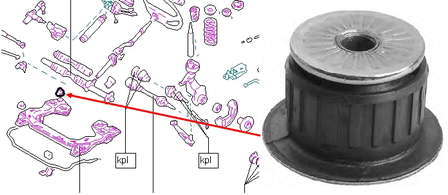 Bloco silencioso (coxim) de viga dianteira (de plataforma veicular) 103659 Hans Pries (Topran)