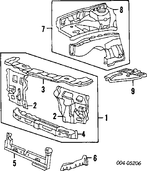 Suporte do radiador montado (painel de montagem de fixação das luzes) para Mitsubishi Colt (C5A)
