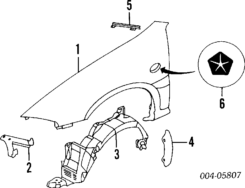 Guarda-barras esquerdo do pára-lama dianteiro para Mitsubishi Lancer (CB, DA)