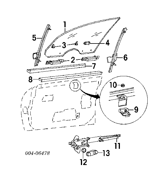 Mecanismo de acionamento de vidro da porta dianteira esquerda para Chrysler Neon 